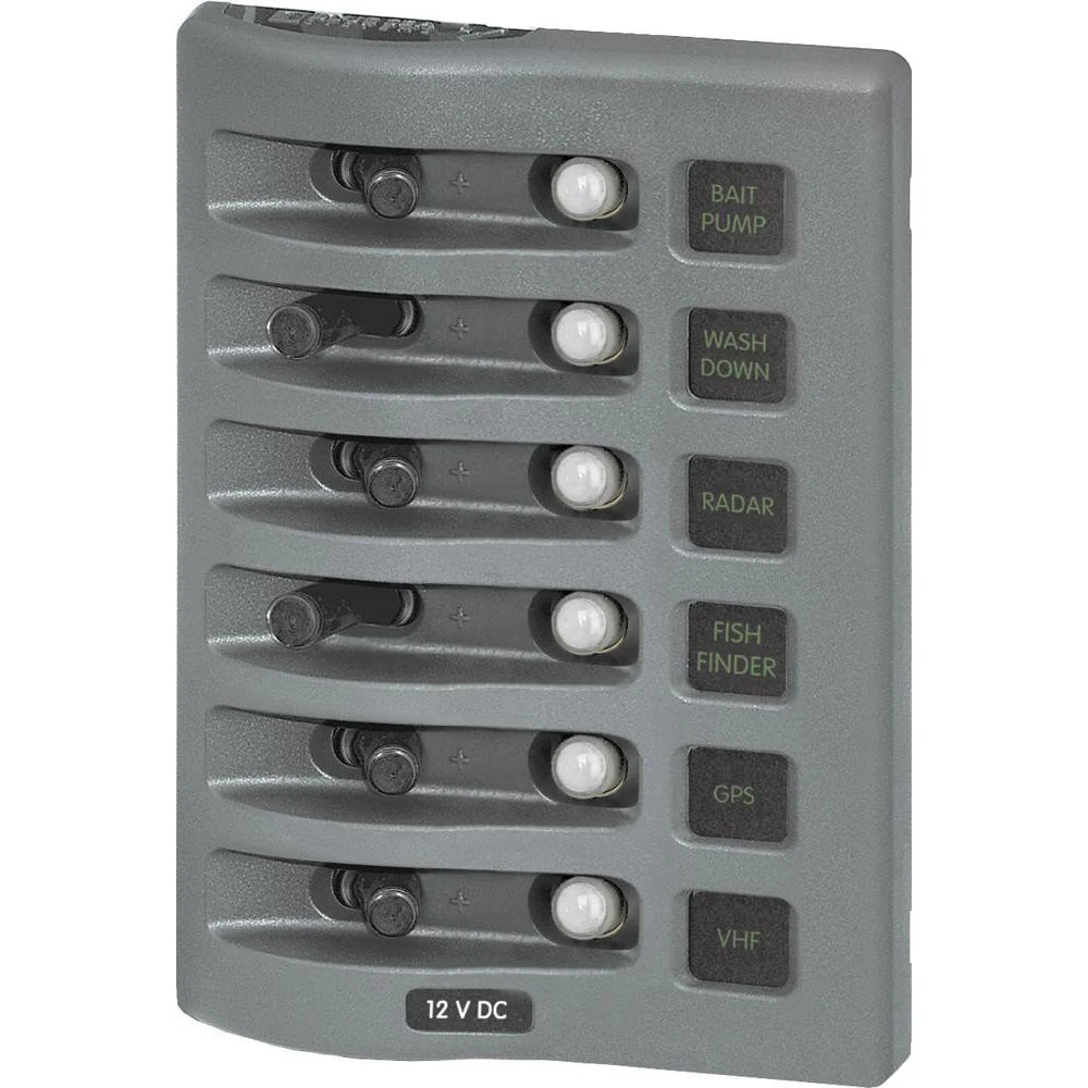 Blue Sea 4376 WeatherDeck Water Resistant Circuit Breaker Panel - 6 Position - Grey [4376] - Image 2