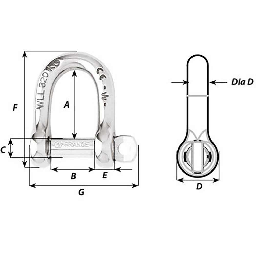 Wichard Self-Locking D Shackle - Diameter 8mm - 5/16" [1204W] - Image 3