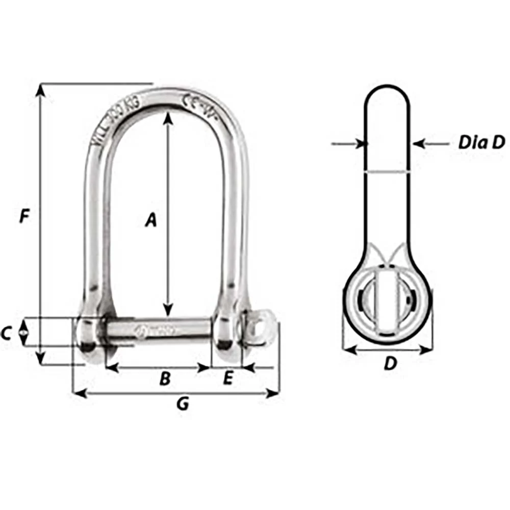 Wichard Self-Locking Large Shackle - Diameter 5mm - 3/16" [1262W] - Image 3